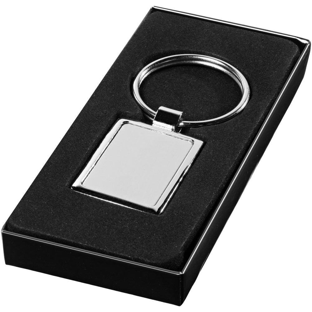 Branded Sergio rectangular metal keychain