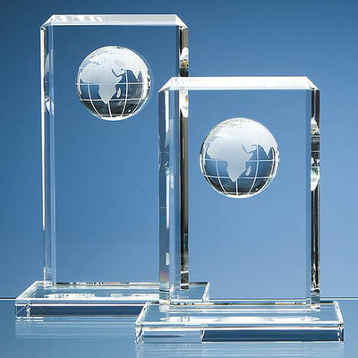 24cm Optical Crystal Globe Rectangle Award
