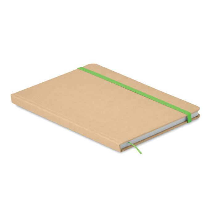 Branded A5 recycled notebook 80 lined with elastic strap