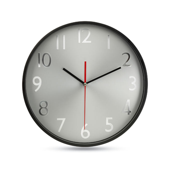 Branded Wall clock w silver background
