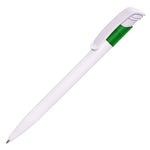 KODA ball pen WHITE barrel with green trim