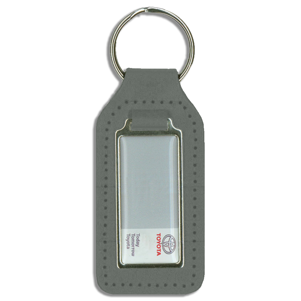 Branded Long Square Shaped Keyfob with Domed Medallion