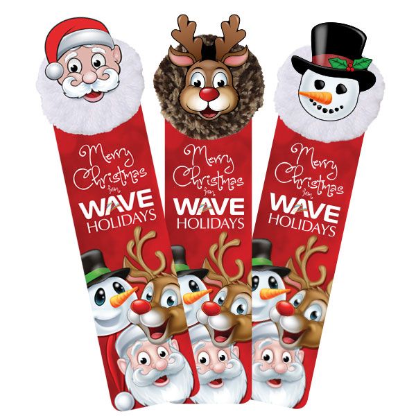 Santa, Rudolph and Snowman Mophead Bookmarks