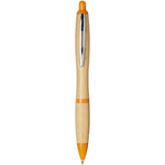 Nash bamboo ballpoint pen with orange accents