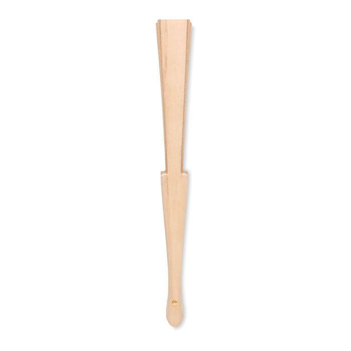 Branded Wood hand fan with cork fabric