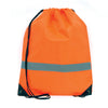 Branded Fluorescent drawstring bag with reflective strip. 210D polyester
