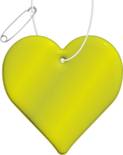 Plain Yellow heart shaped TPU Reflective hanger with loop.