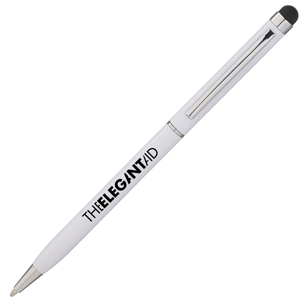 Branded SOFT-TOP metal twist action soft stylus pen