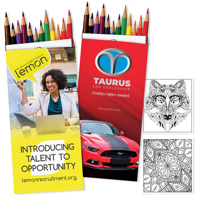 Pack of 12 Full Length Colouring Pencils with a Personalised Carton and Printed Insert