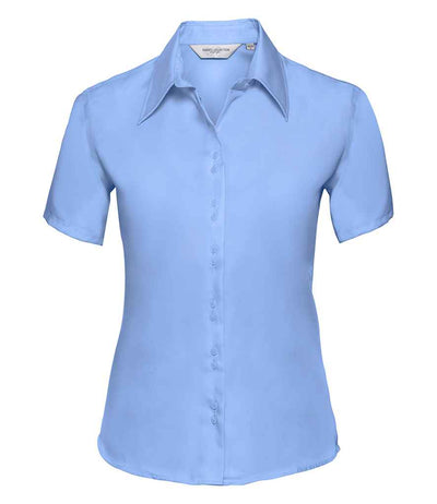Russell Collection Ladies Short Sleeve Ultimate Non-Iron Shirt Bright Sky