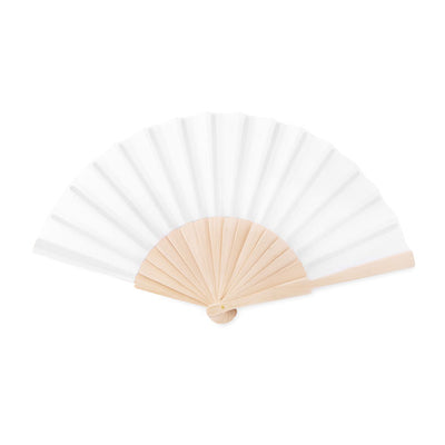 Branded Manual hand fan with wood handle