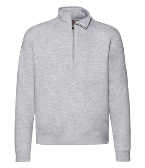 Fruit of the Loom Premium Zip Neck Sweatshirt Heather Grey