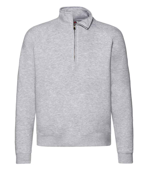 Fruit of the Loom Premium Zip Neck Sweatshirt Heather Grey