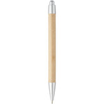 Tiflet recycled paper ballpoint pen with a brown barrel and silver coloured tip and top