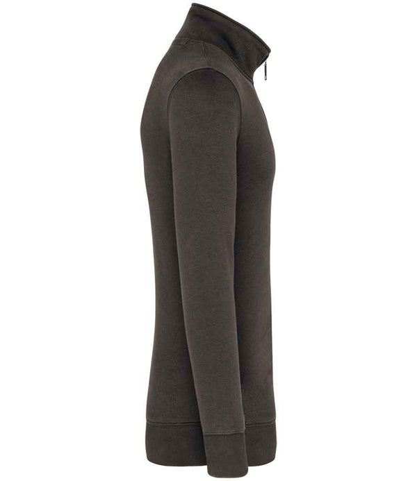 Kariban Zip Neck Sweatshirt Dark Grey