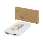 Adhil 10.000 mAh 10W recycled plastic power bank with 2 built-in cables