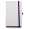 A6 White Notebook with bookmark, pen loop, closure.