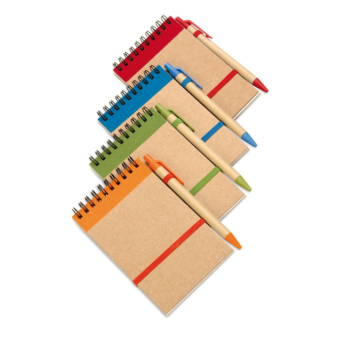 Branded A6 recycled notepad with pen