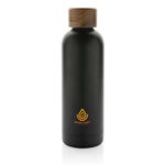 Branded Wood RCS certified recycled stainless steel vacuum bottle