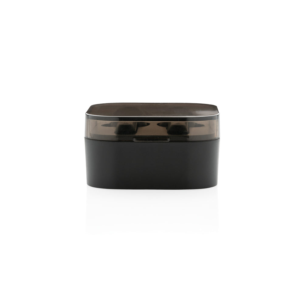 Branded TWS earbuds in wireless charging case
