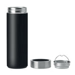 Branded Double wall bamboo flask with tea infuser 400ml