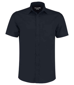 Kustom Kit Short Sleeve Tailored Poplin Shirt Dark Navy