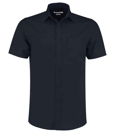 Kustom Kit Short Sleeve Tailored Poplin Shirt Dark Navy