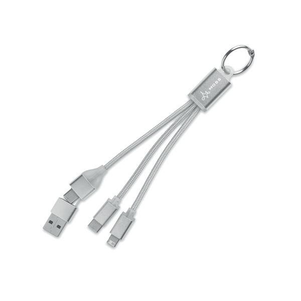 Metal 4-in-1 Charging Cable with Keyring