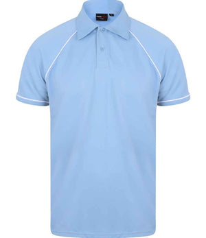 Finden + Hales Performance Piped Polo Shirt Sky Blue/Navy/White
