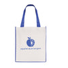 Branded White non woven PP shopper with coloured piping trim and handles