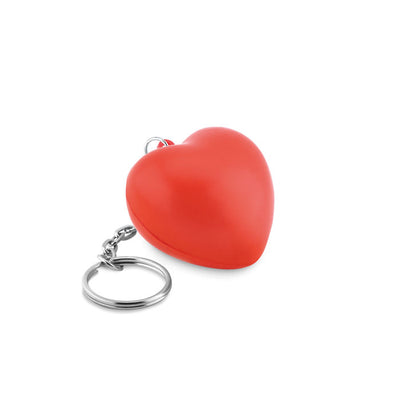 Red Heart shaped stress ball on keychain with split ring