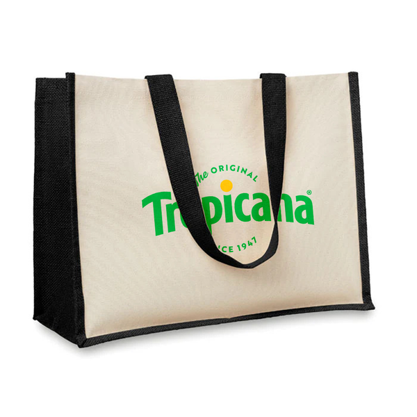 Jute and canvas shopping bag