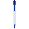 Calypso ballpoint pen with a white barrel and translucent blue on the clip and nose