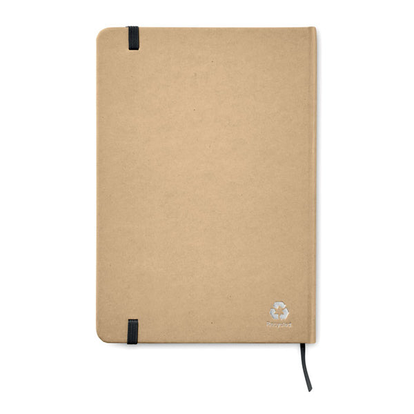 Branded A5 recycled notebook 80 lined with elastic strap
