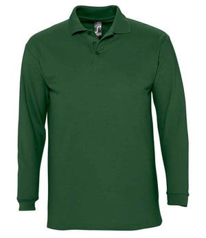 SOL'S Winter II Long Sleeve Cotton Piqué Polo Shirt Golf Green