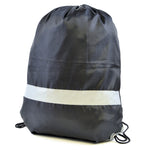 Branded Fluorescent drawstring bag with reflective strip. 210D polyester
