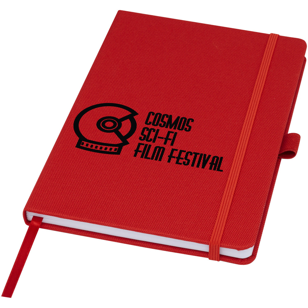 Branded Honua A5 recycled paper notebook with recycled PET cover