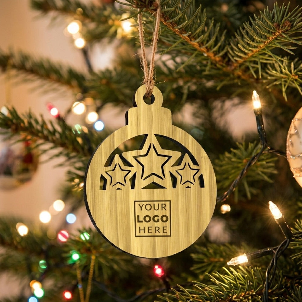 Bamboo Christmas Stars Bauble - 89mm x 89mm