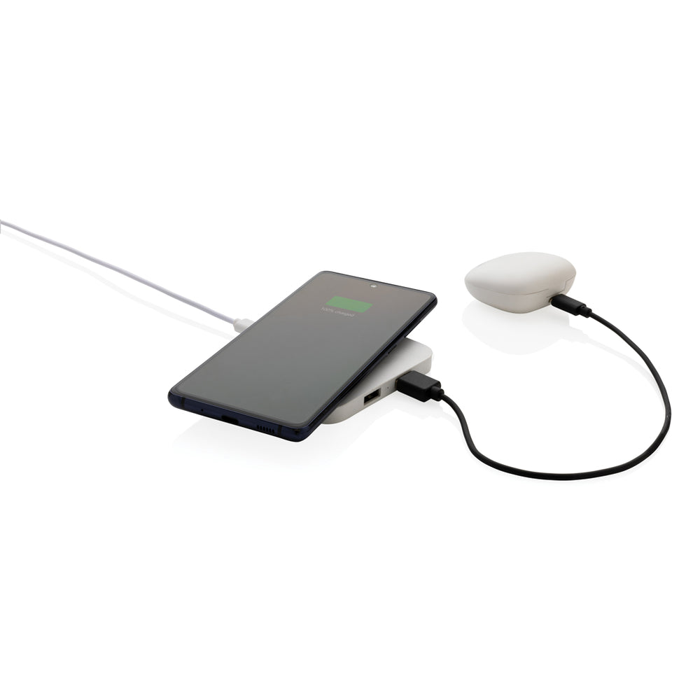 Branded RCS recycled plastic 10W Wireless charger with USB Ports