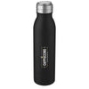 Branded Harper 700 ml stainless steel water bottle with metal loop