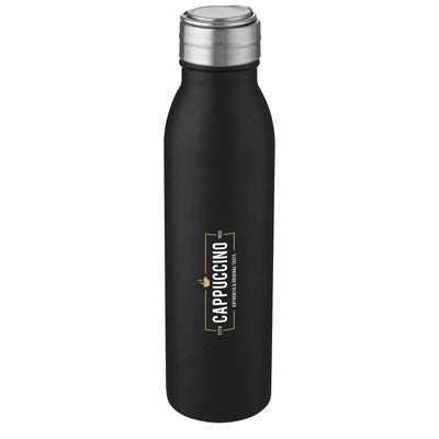 Branded Harper 700 ml stainless steel water bottle with metal loop