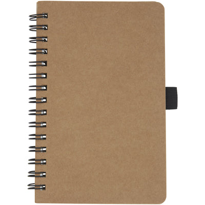 Branded Cobble A6 wire-o recycled cardboard notebook with stone paper