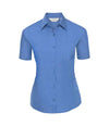 Russell Collection Ladies Short Sleeve Easy Care Poplin Shirt Corporate Blue