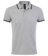 SOL'S Pasadena Tipped Cotton Piqué Polo Shirt Heather Grey/Navy