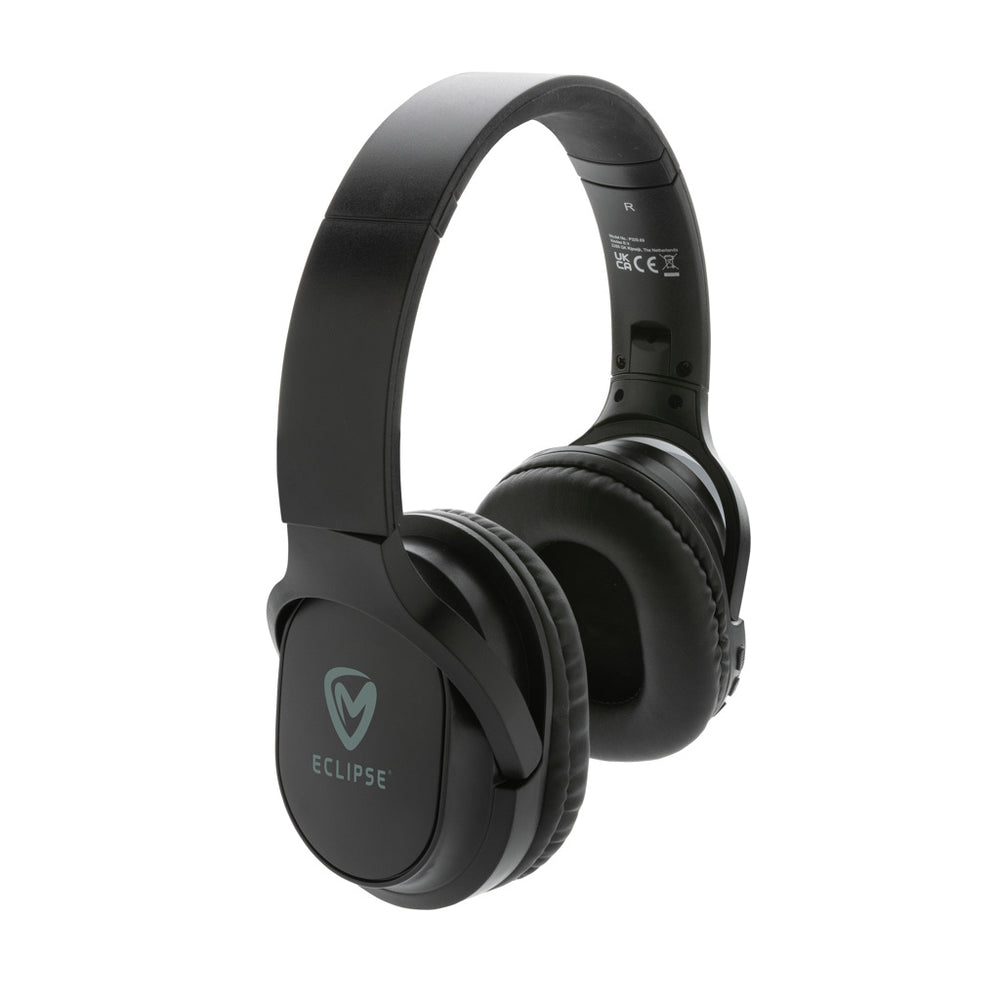 Branded RCS recycled plastic Elite Foldable wireless headphone
