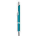 Push button pen with black ink in turquoise