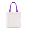 Branded White non woven PP shopper with coloured piping trim and handles