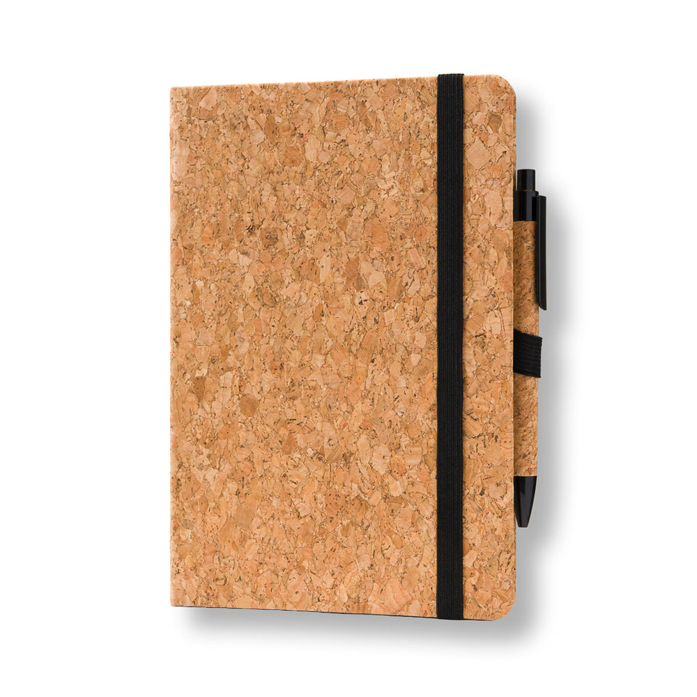 Branded A5 cork notebook with pen