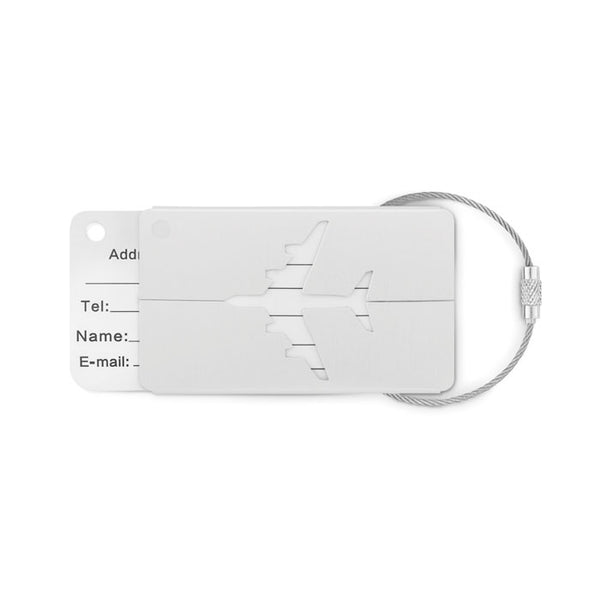 Aluminium luggage tag with Plane cut-out