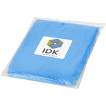 Branded Ziva disposable rain poncho with storage pouch